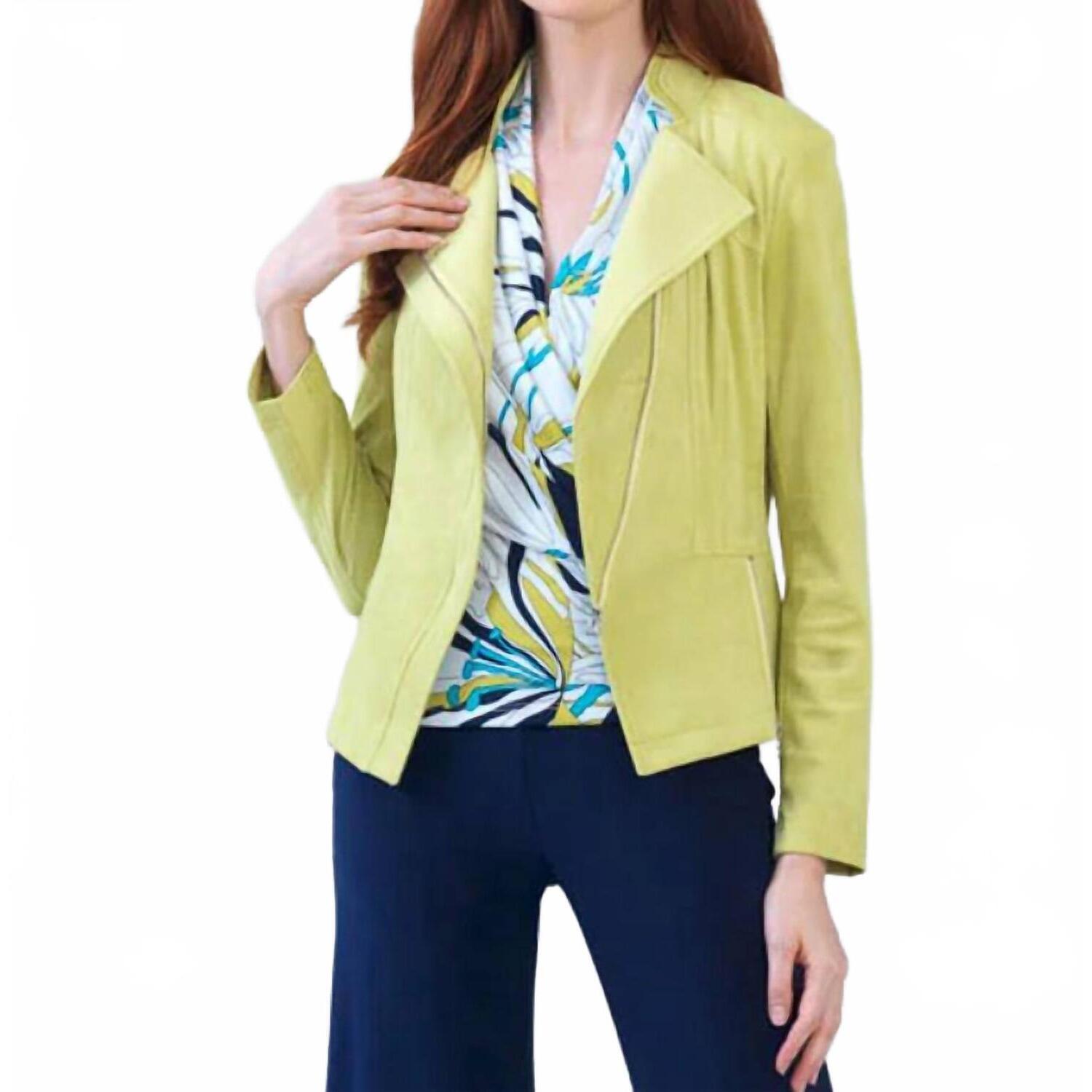 New Clara Sunwoo Soft Suede Signature Jacket In Lime